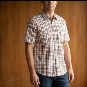 Tasso Elba Orange and Blue Plaid Button Down Shirt